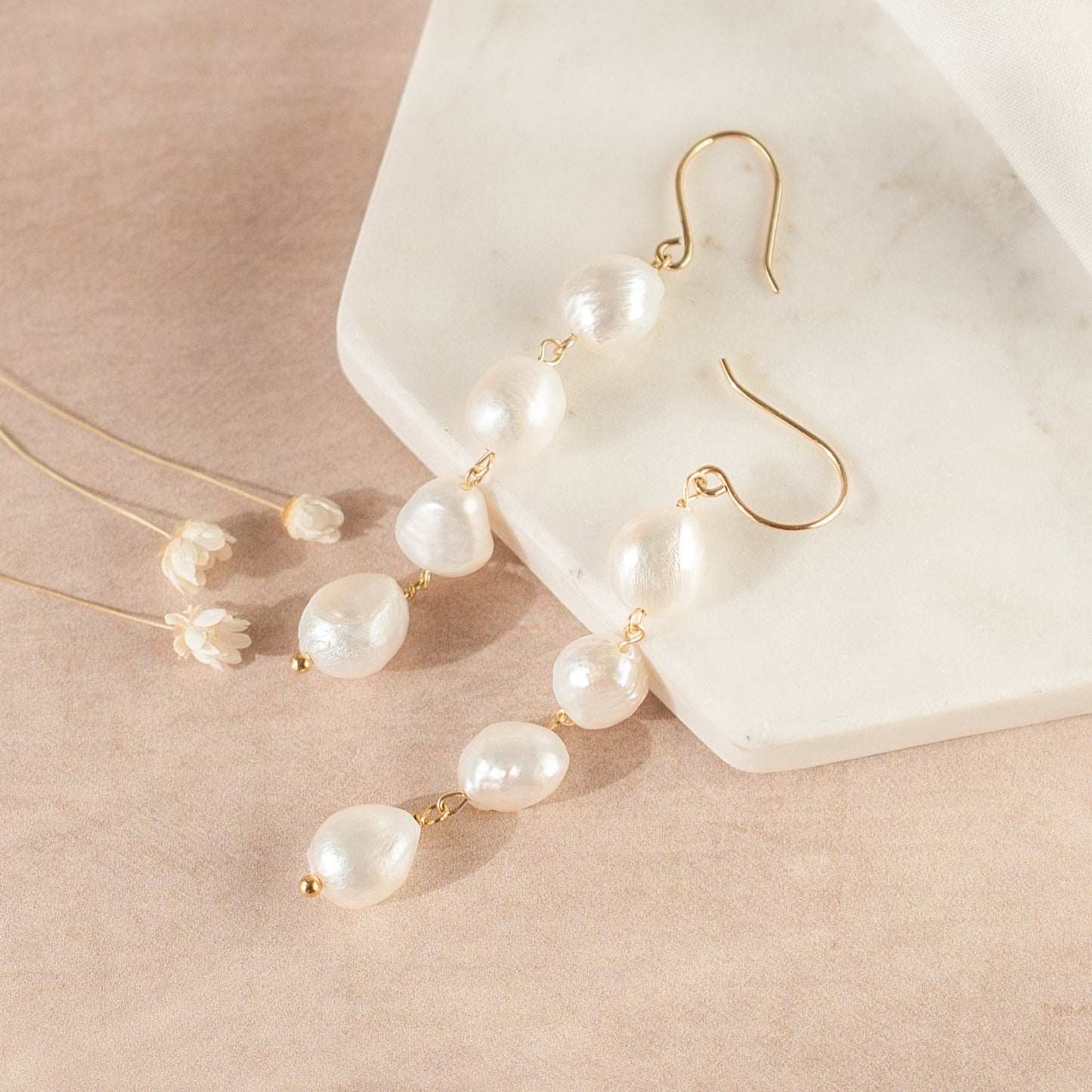 Athena Long Pearl Earrings