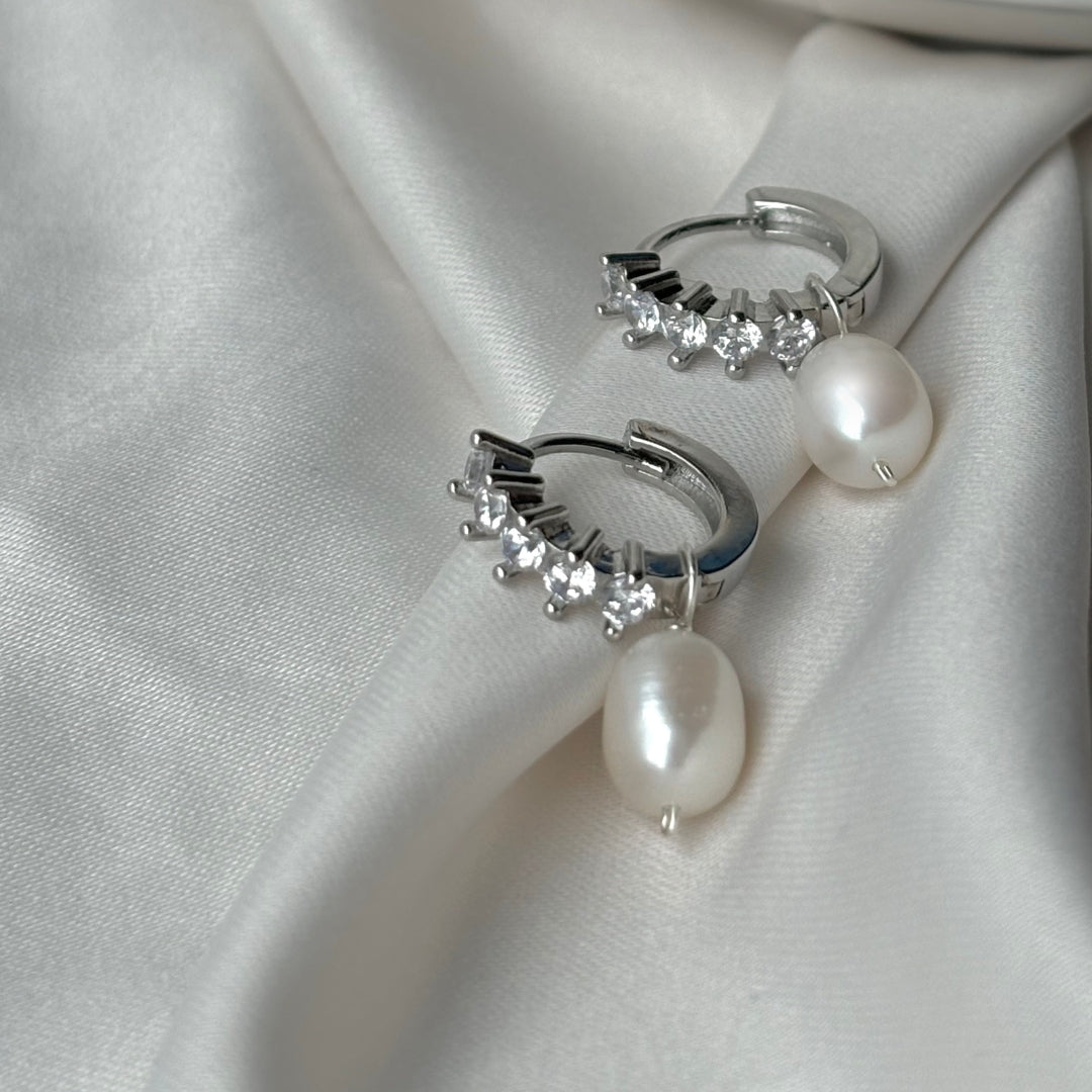 Eloise Diamond Style Pearl Earrings