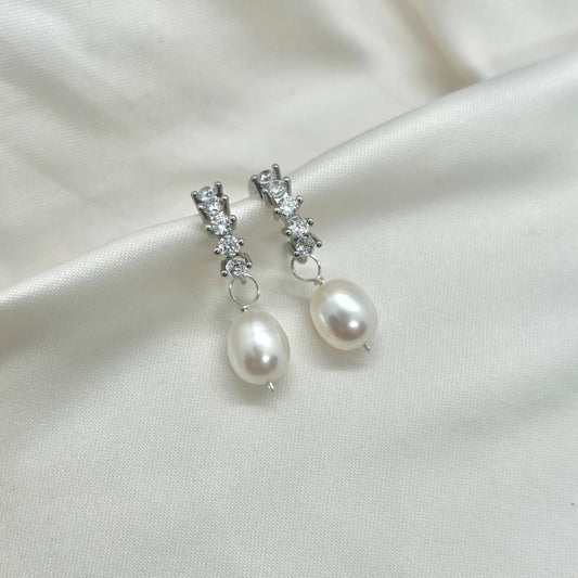 Eloise Diamond Style Pearl Earrings