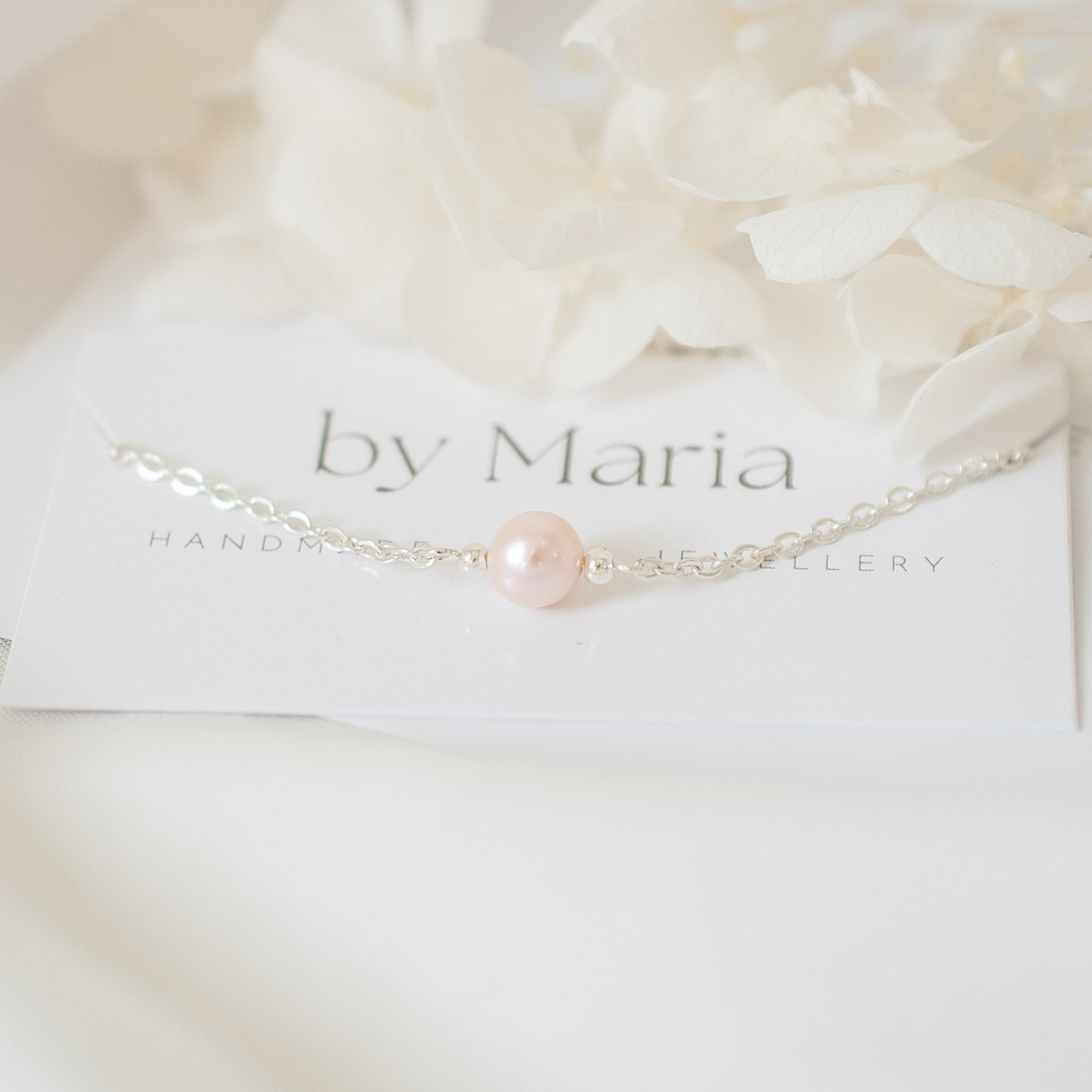 Ana Solitaire Pink Pearl Bracelet