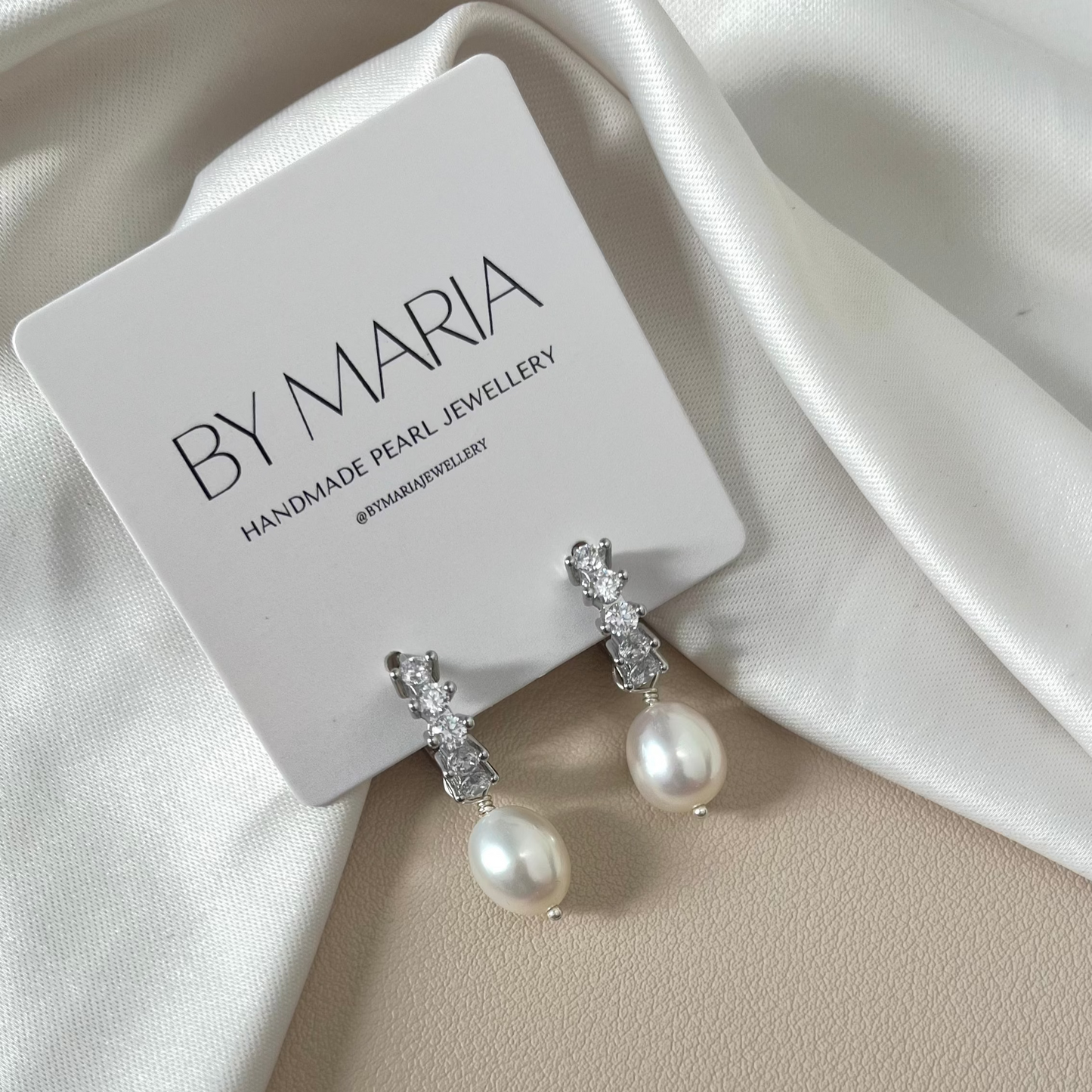Eloise Diamond Style Pearl Earrings