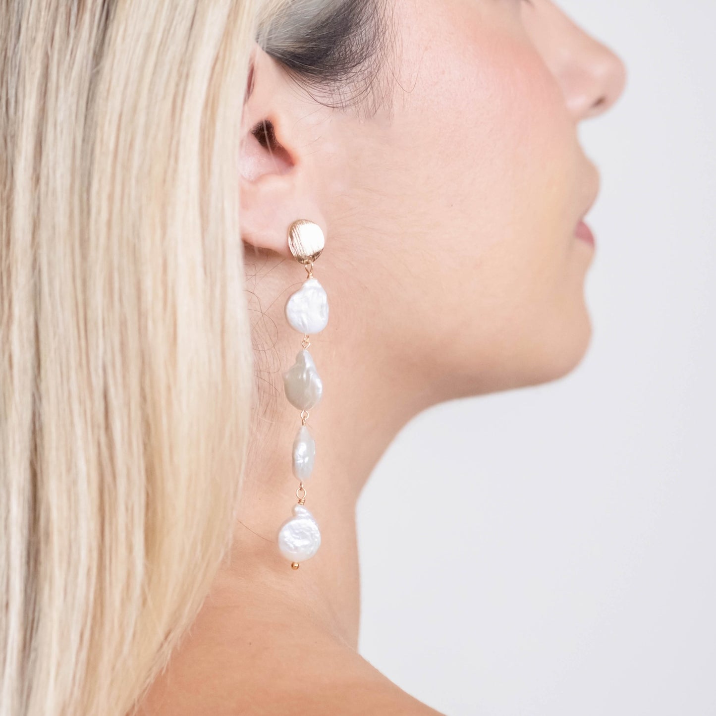 Chiara Long Pearl Drop Earrings