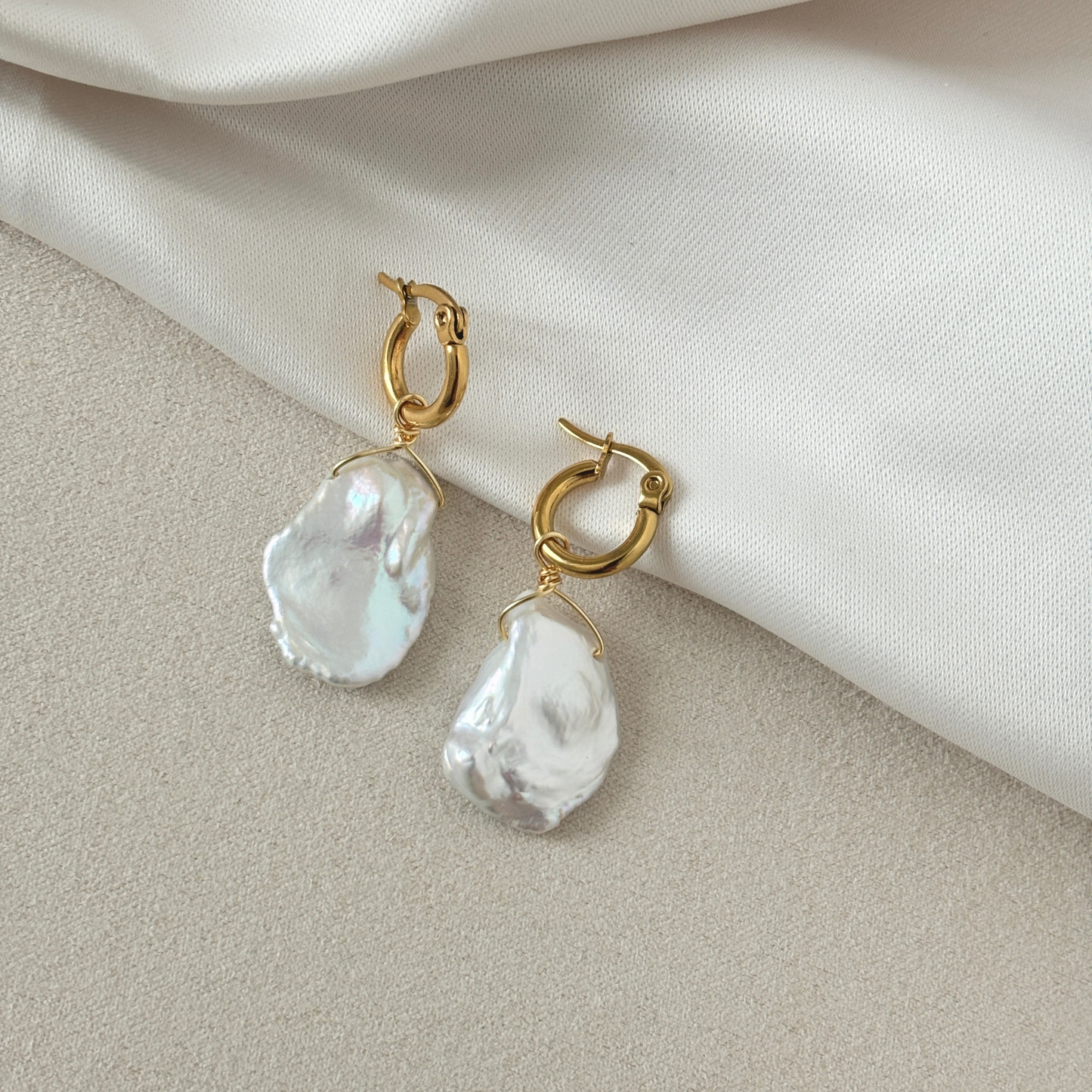 Ada Petal Pearl Hoop Earrings