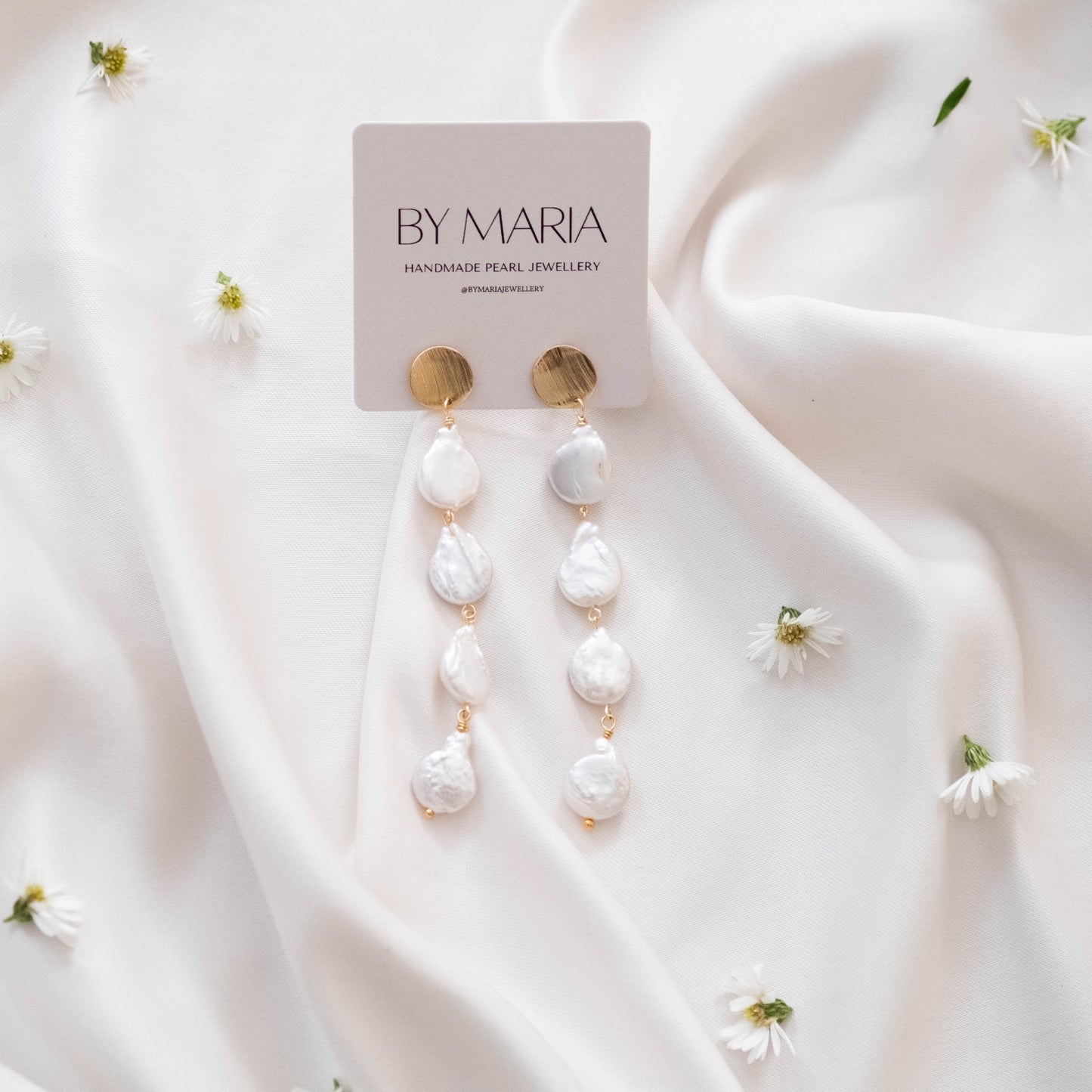 Chiara Long Pearl Drop Earrings