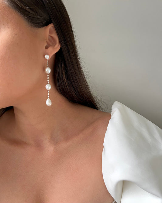 Esmee Long Pearl Drop Earrings
