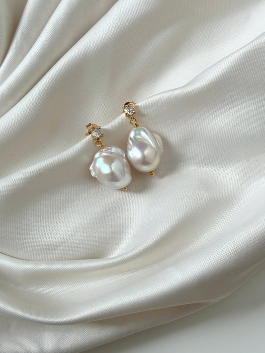 Louise Diamond Style Large Pearl Earrings
