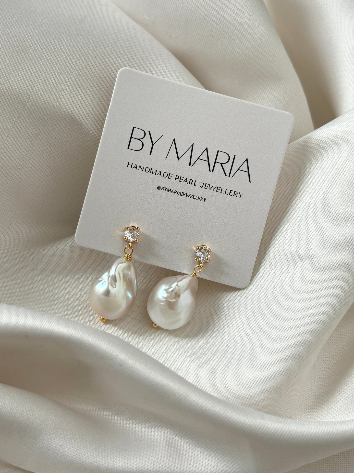 Louise Diamond Style Large Pearl Earrings