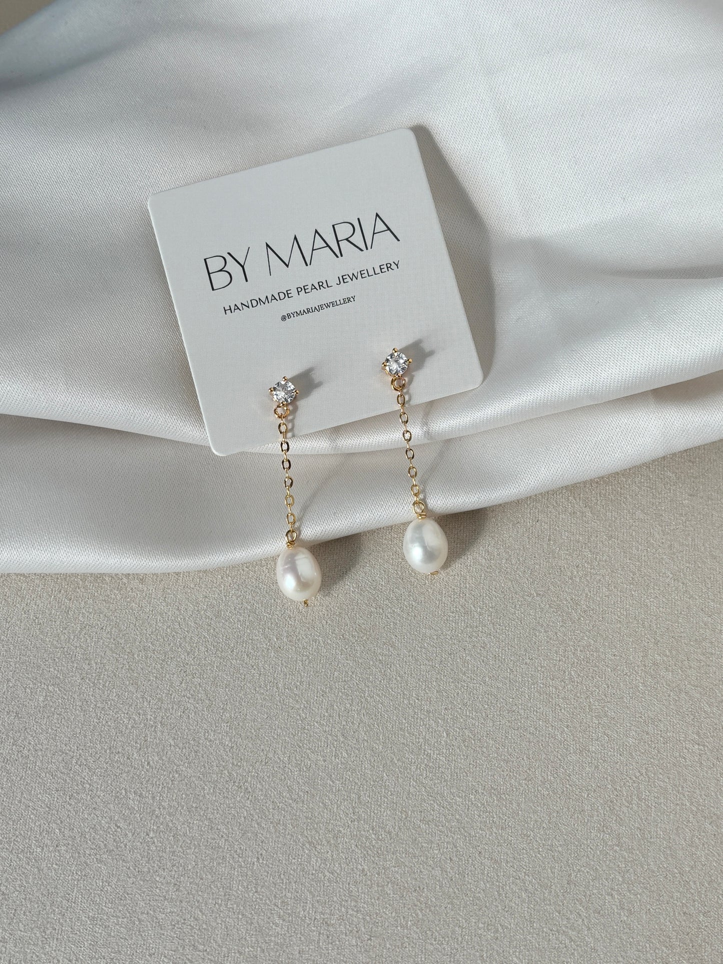 Grace Oval Pearl Drop Earrings