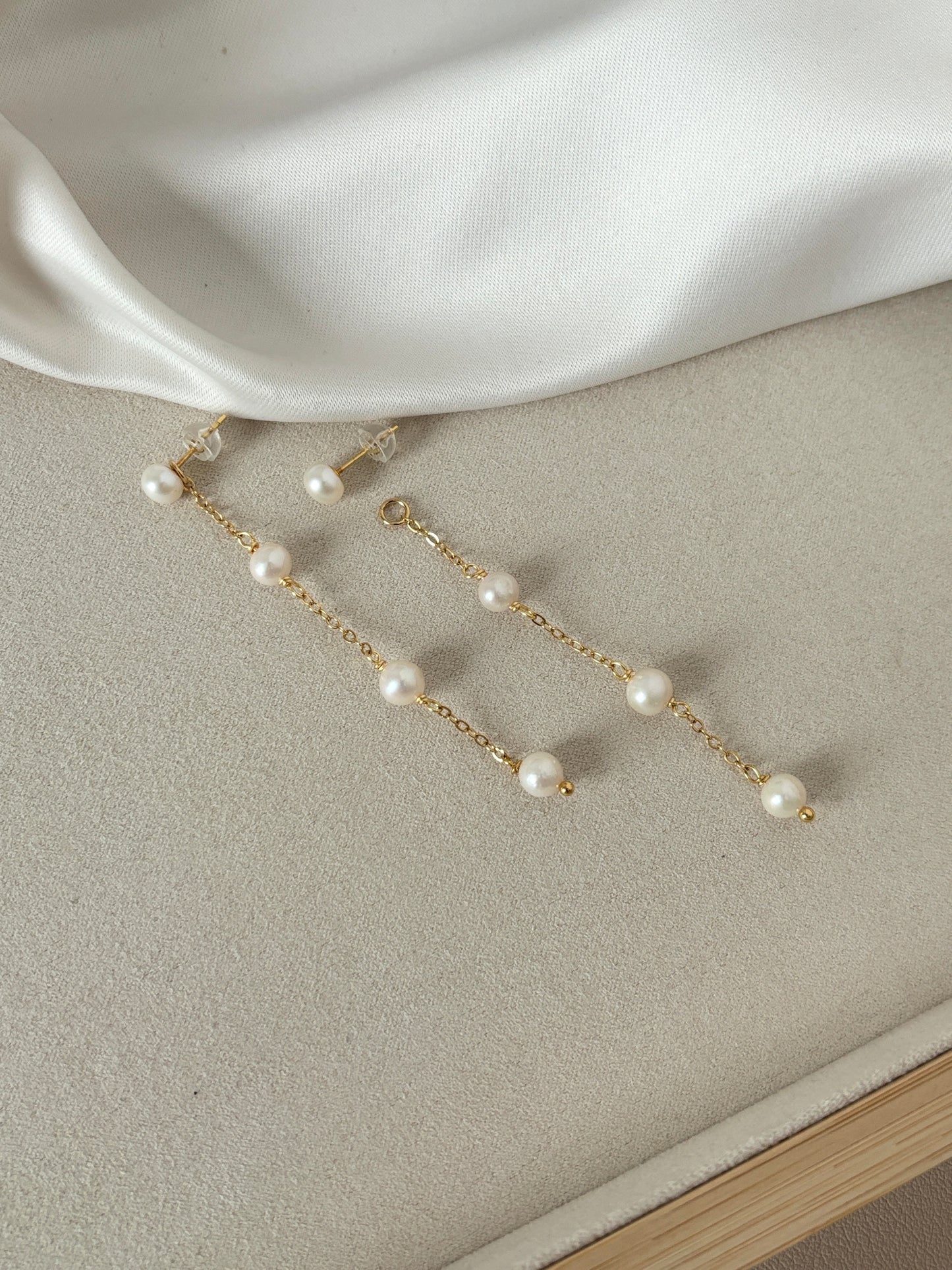 Bea Pearl Long Drop Earrings