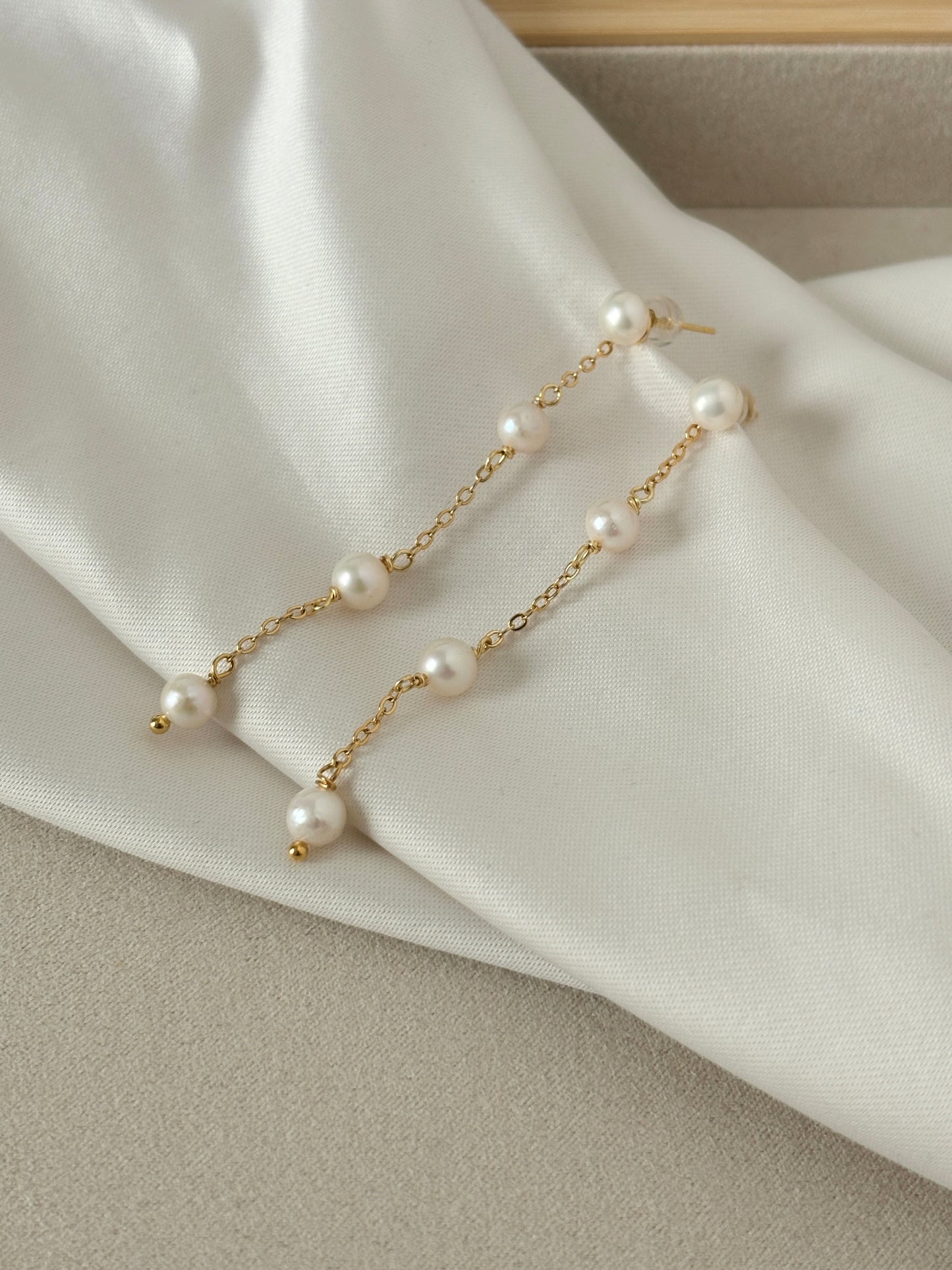 Bea Pearl Long Drop Earrings