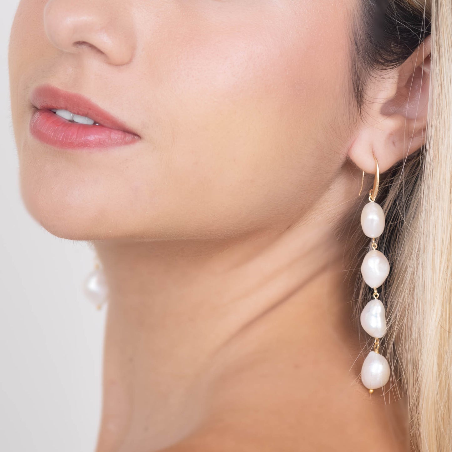 Athena Long Pearl Earrings