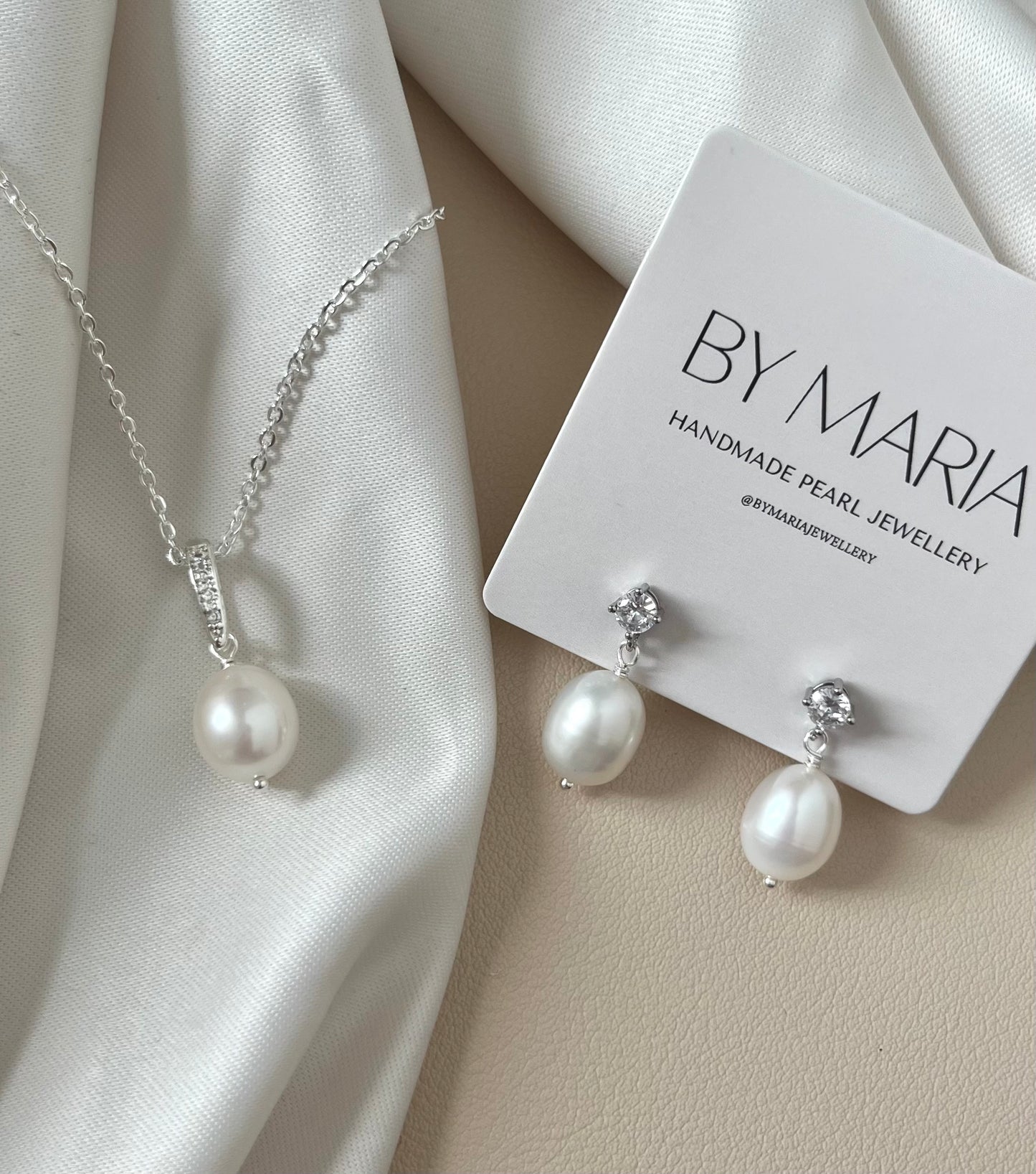 Amalia Diamond Style Pearl Drop Earrings