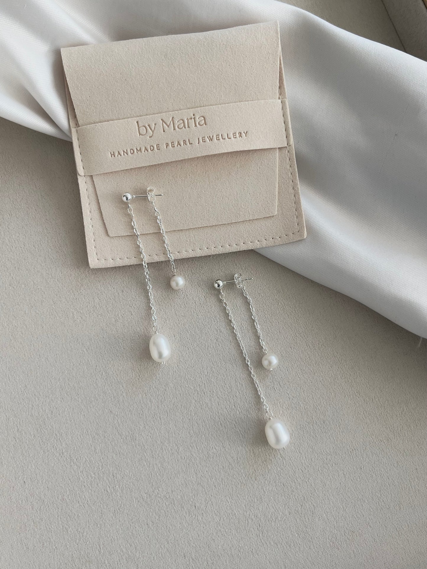 Rose Layered Pearl Long Earrings