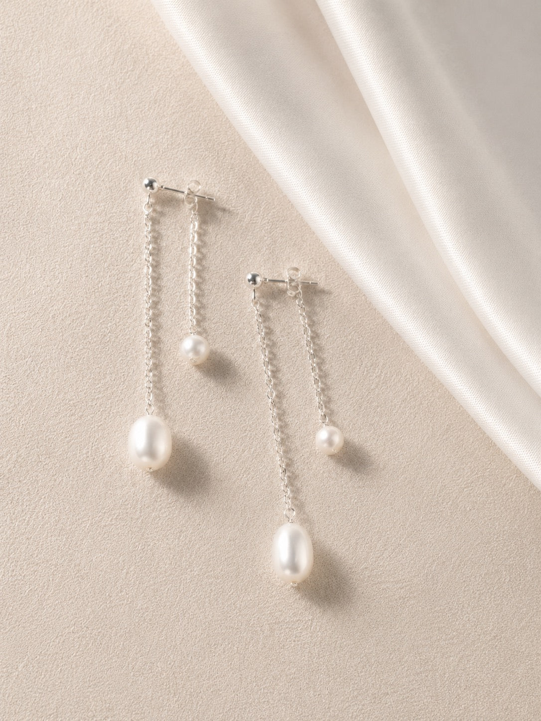 Rose Layered Pearl Long Earrings