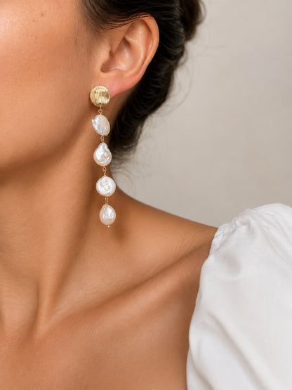 Chiara Long Pearl Drop Earrings