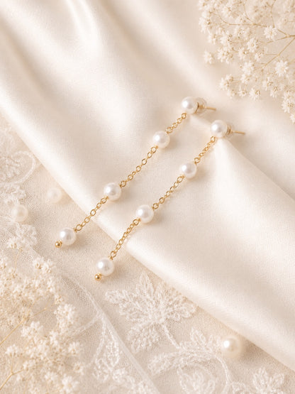 Bea Pearl Long Drop Earrings