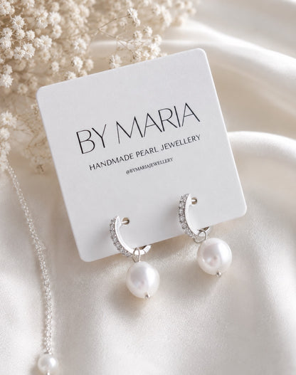 Juliette Oval Pearl Hoop Earrings