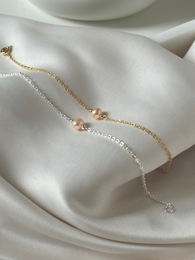 Ana Solitaire Pink Pearl Bracelet