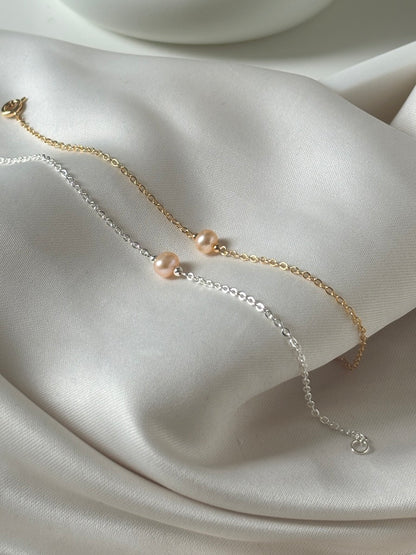 Ana Solitaire Pink Pearl Bracelet