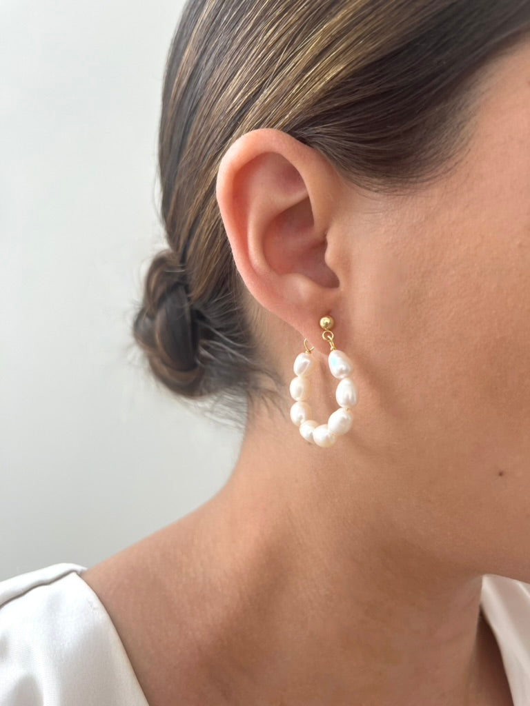 Eva Seed Pearl Hoop Earrings