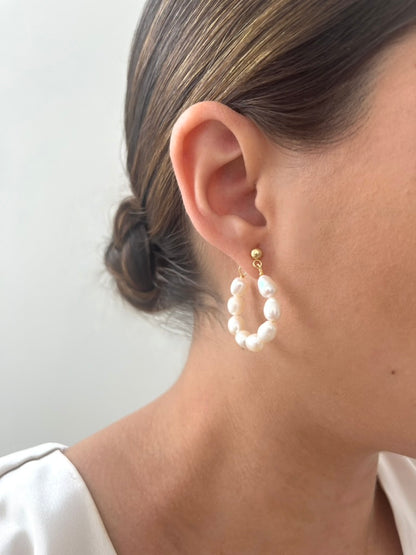 Eva Seed Pearl Hoop Earrings