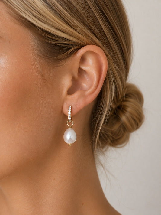 Juliette Oval Pearl Hoop Earrings