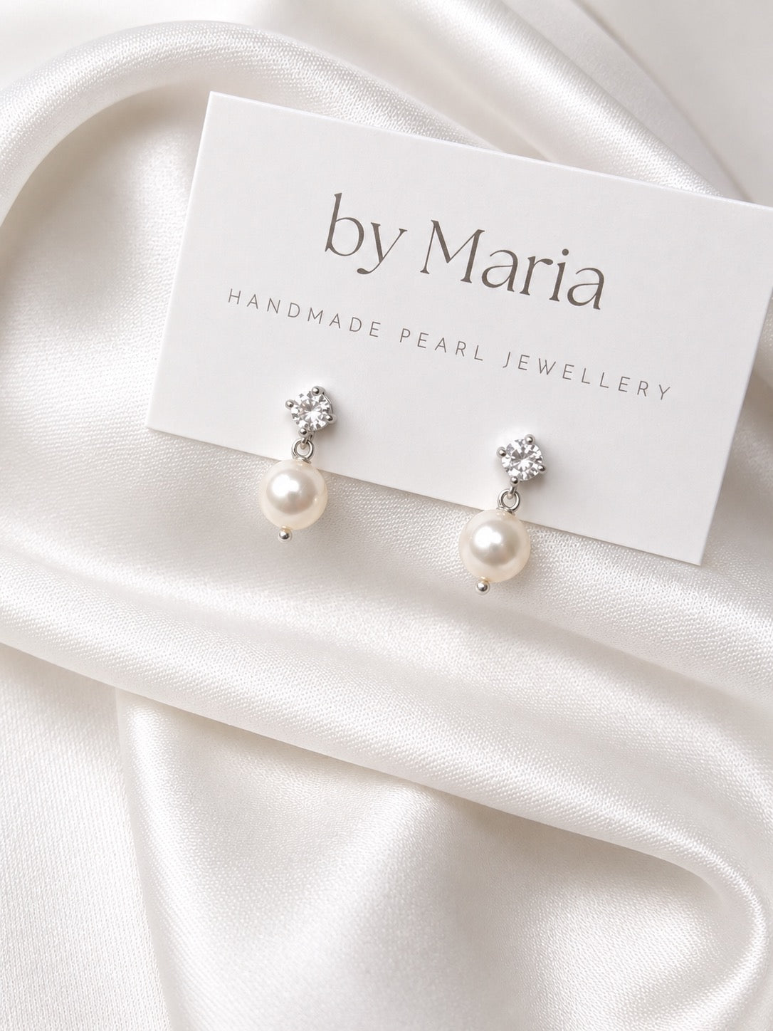 Eleonor Diamond Style Pearl Drop Earrings