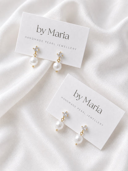 Eleonor Diamond Style Pearl Drop Earrings