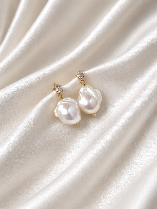 Louise Diamond Style Large Pearl Earrings