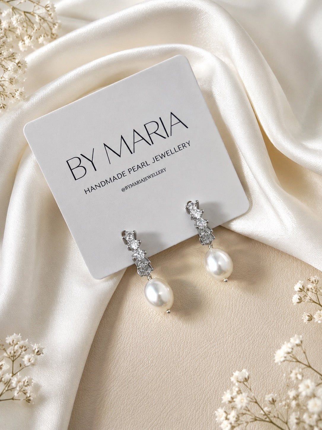 Eloise Diamond Style Pearl Earrings