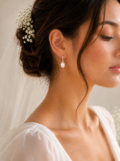 Georgia Oval Pearl Hook Earrings