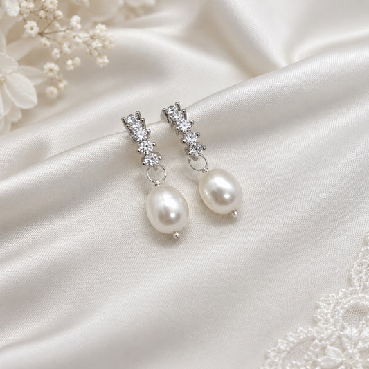 Eloise Diamond Style Pearl Earrings