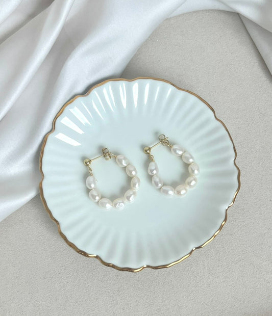 Eva Seed Pearl Hoop Earrings