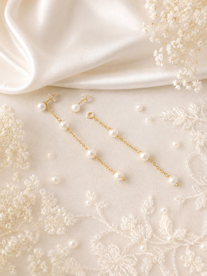 Bea Pearl Long Drop Earrings