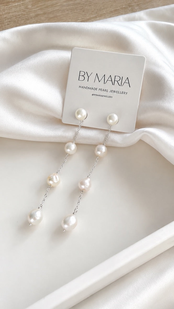 Esmee Long Pearl Drop Earrings