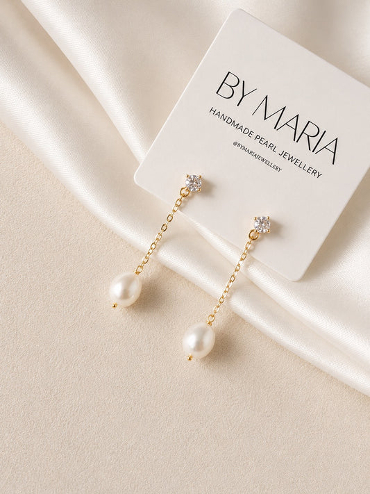 Grace Oval Pearl Drop Earrings