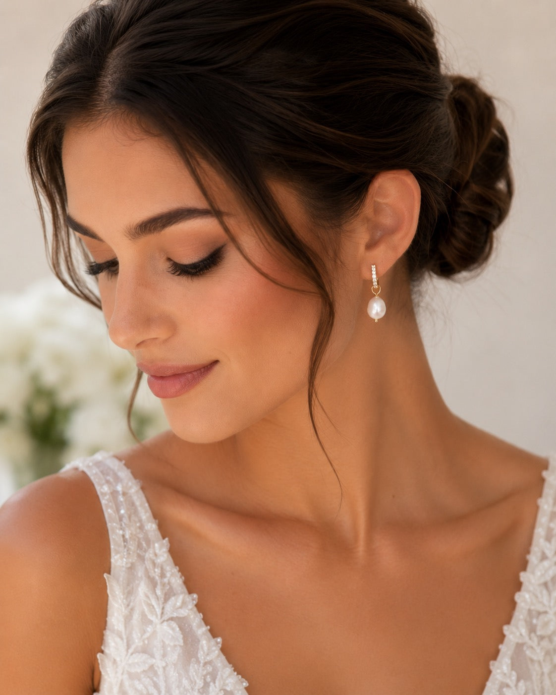 Juliette Oval Pearl Hoop Earrings