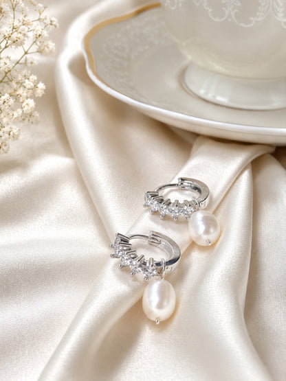 Eloise Diamond Style Pearl Earrings
