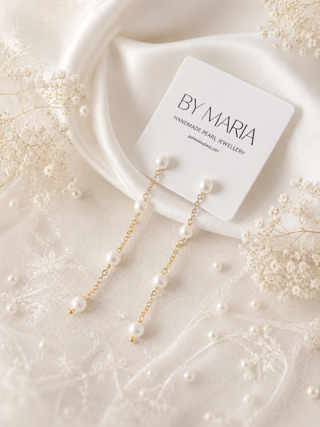 Bea Pearl Long Drop Earrings