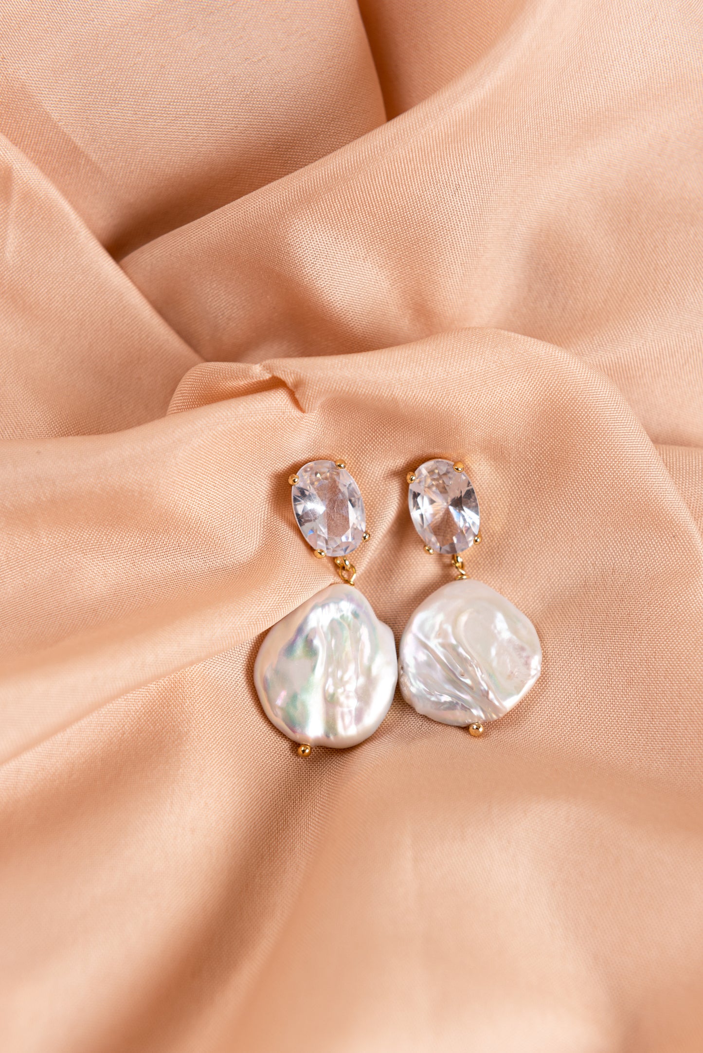 Ophelia Diamond Style Coin Pearl Earrings