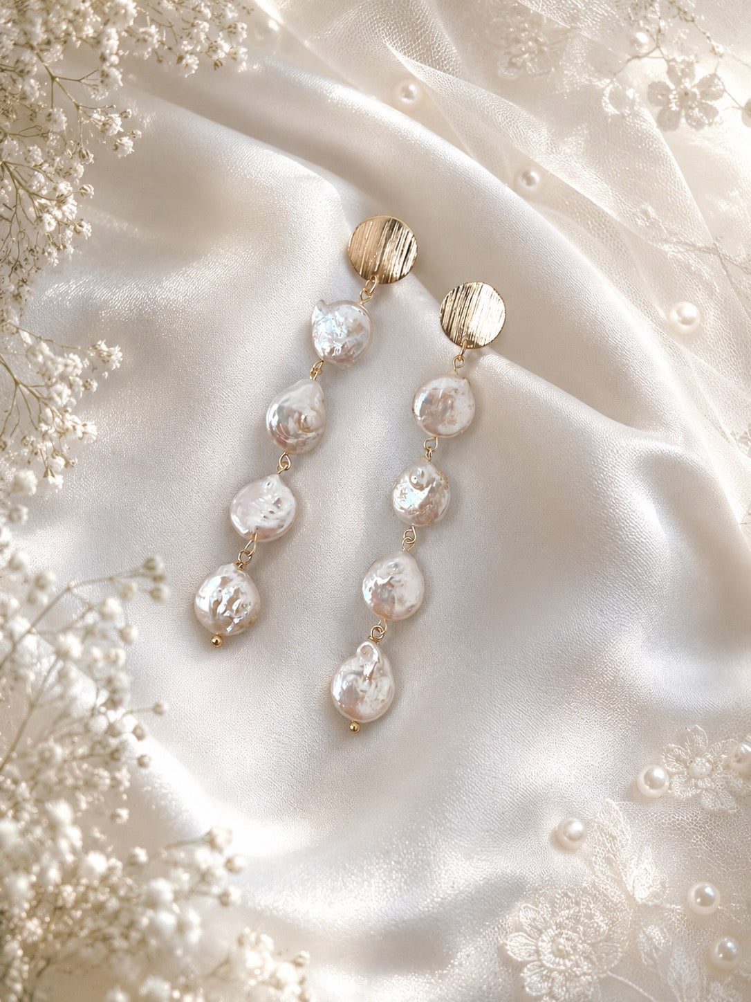 Chiara Long Pearl Drop Earrings