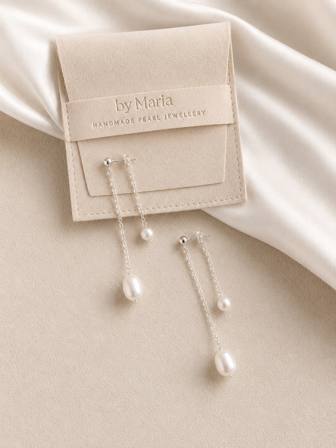Rose Layered Pearl Long Earrings