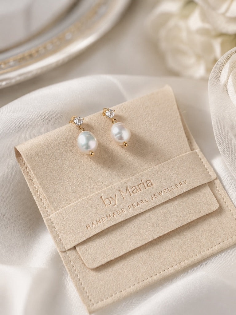 Amalia Diamond Style Pearl Drop Earrings