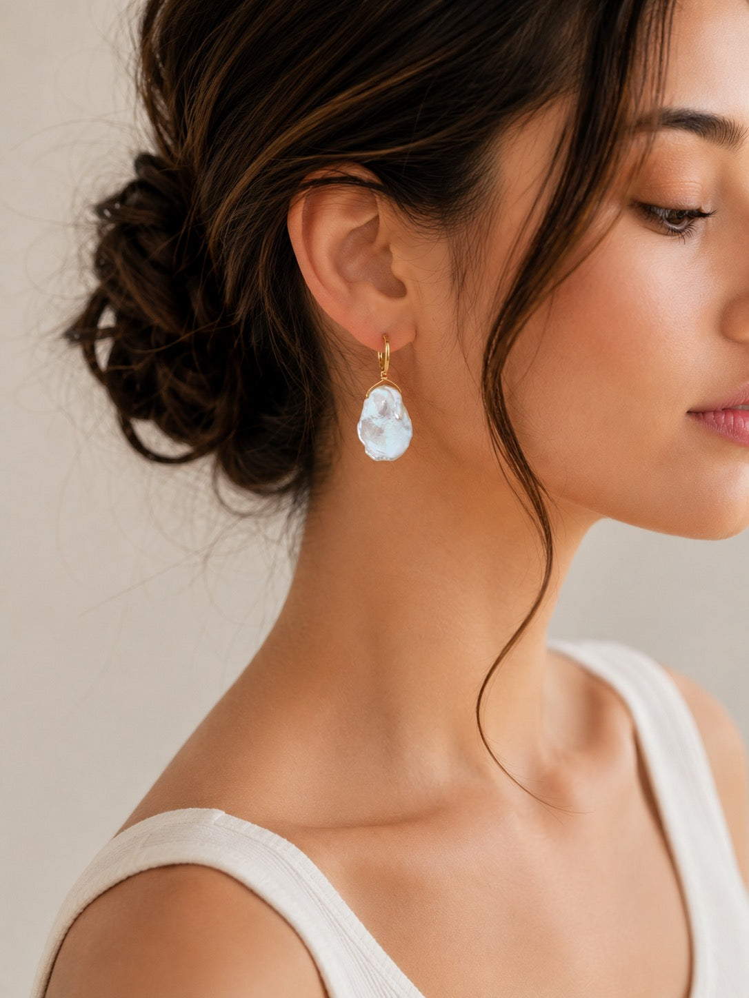 Ada Petal Pearl Hoop Earrings