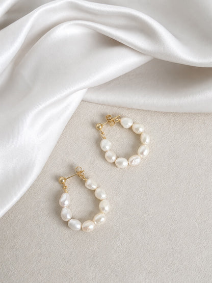 Eva Seed Pearl Hoop Earrings