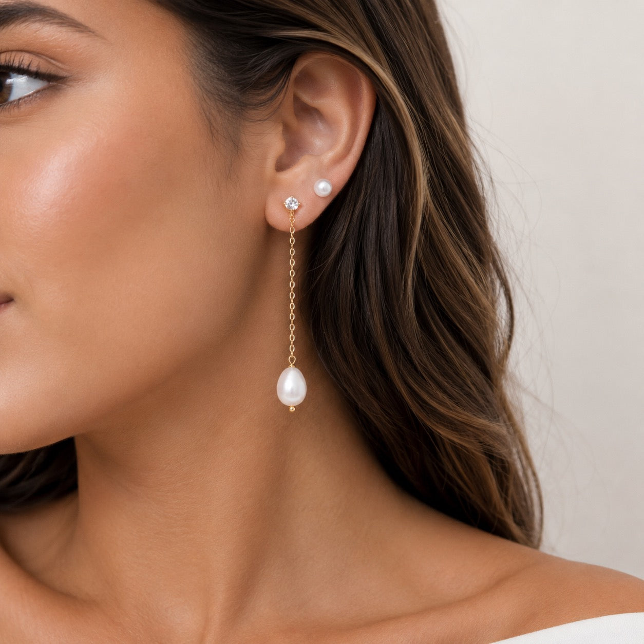 Grace Oval Pearl Drop Earrings