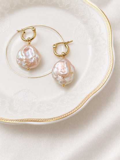 Emilia Coin Pearl Hoop Earrings
