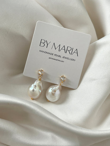 LOUISA DIAMOND STYLE LARGE PEARL EARRINGS