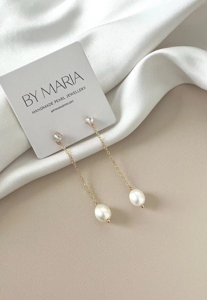 Grace Oval Pearl Drop Earrings